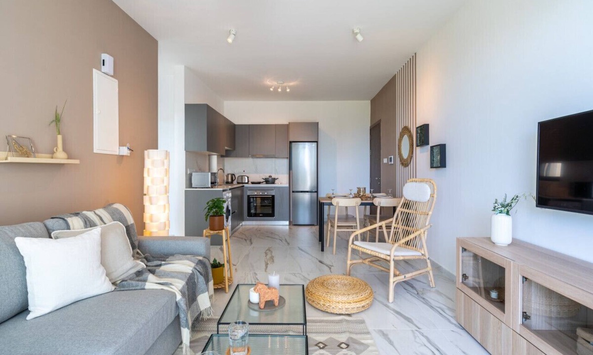 Larnaca Apartment | Ivory 1-Bedroom Apartment in Aradipou