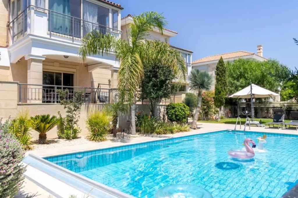 Agios Tychon Villa | SeaView 6BR Villa with Heated Pool, Spa & Private Cinema