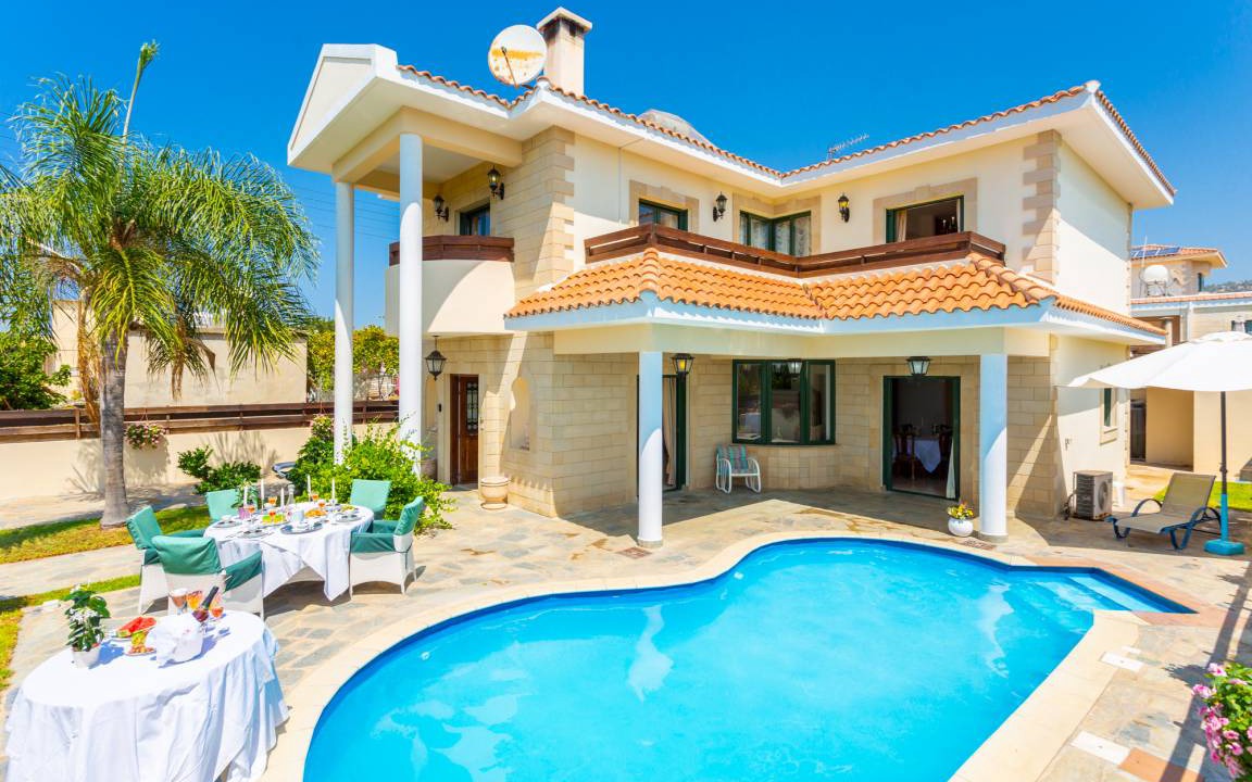Ayia Marina Chrysochous Villa | Villa Charianna: Large Private Pool, Walk to Beach, Sea Views, A/C, WiFi