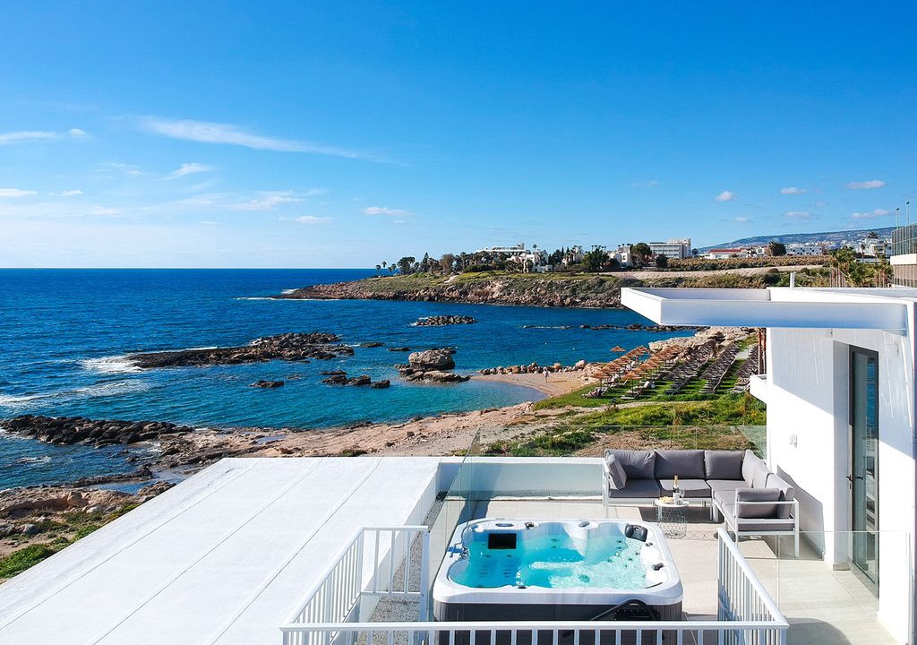 Agios Georgios Pegeias Villa | Vista HIGH LUXURY SEA FRONT HOT TUB HEATED POOL - Six Bedroom Villa, Sleeps 12