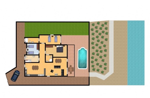 Polis Villa | Achilles Beach Villa Thio: Large Private Pool, Walk to Beach, Sea Views, A/C