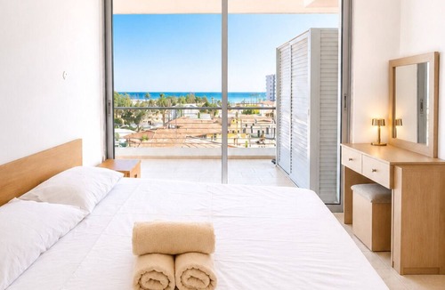 Larnaca Apartment | Best Seaview in Larnaca - 2 BDR Apt - 3 Min Walk to Beach l Private Parking