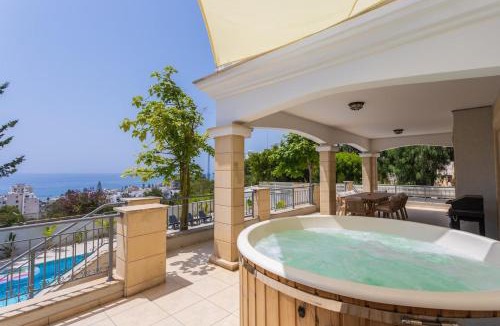 Agios Tychon Villa | Luxury Seaview Limassol Villa Pool Jacuzzi Sauna