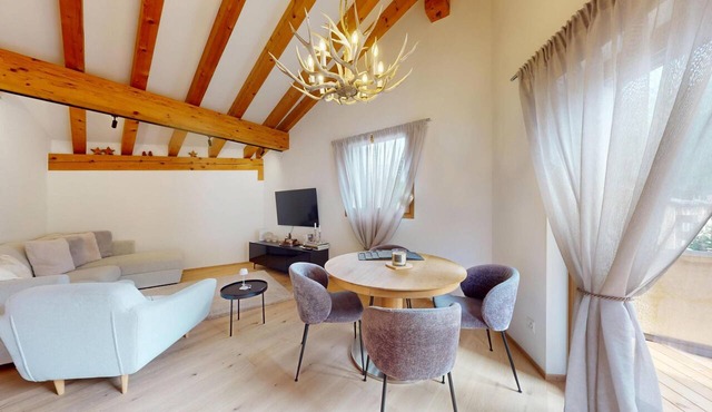 Beautiful, stylishly furnished 2-room flat on the 2nd floor with gallery, 60 m2, in Sils/Segl Maria