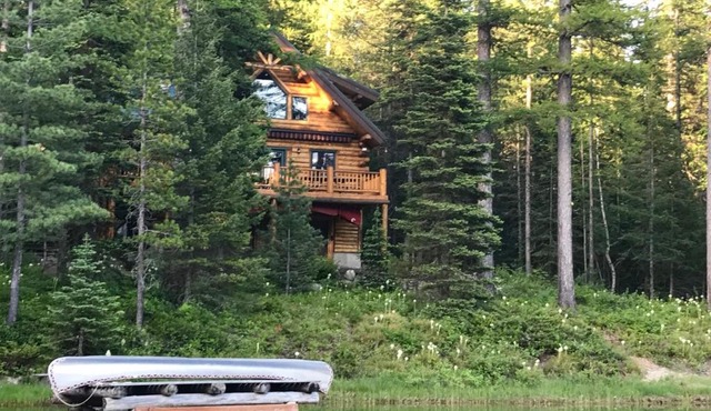 Log Cabin on Spoon Lake Near Glacier National Park in Columbia Falls