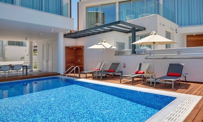 Paralimni Villa | Orchid Seaview Villa | 3BR with Pool, Jacuzzi & Sea Access
