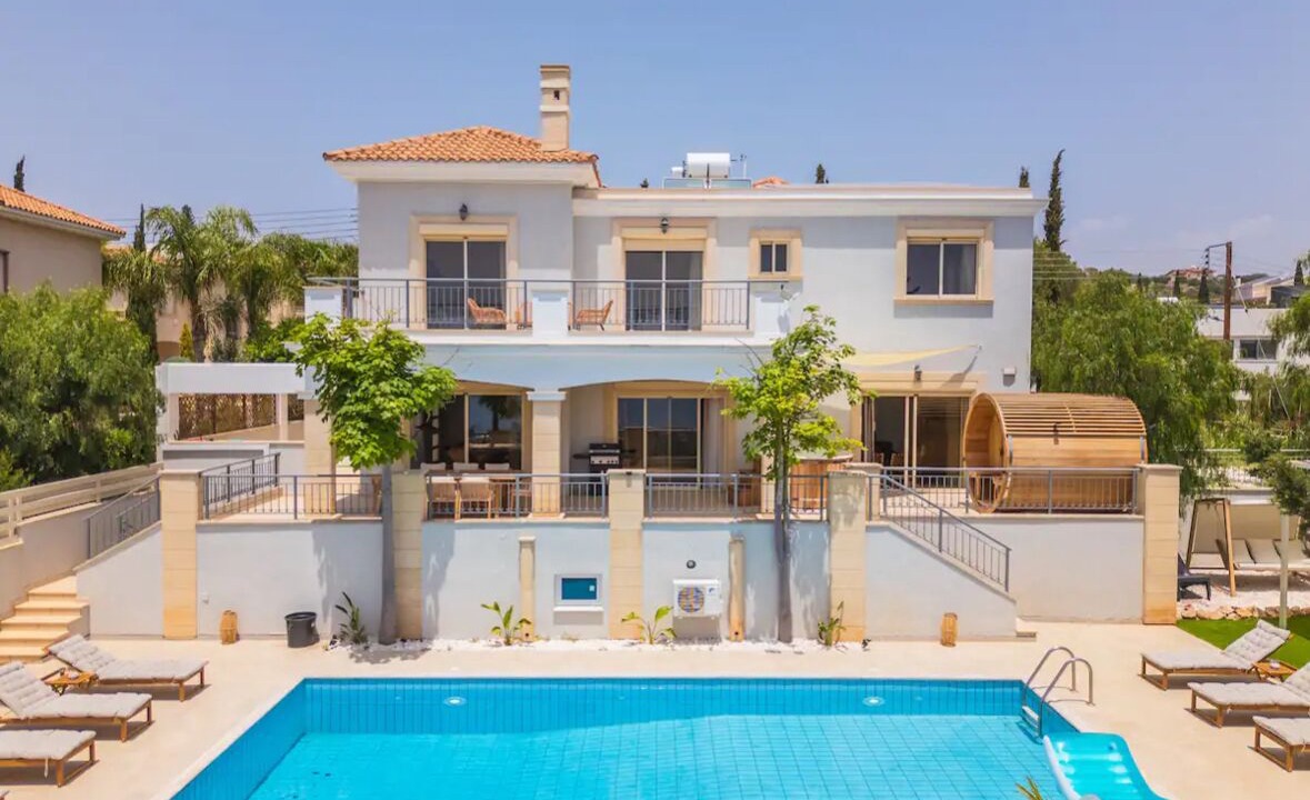 Agios Tychon Villa | Pool Jacuzzi Sauna The Blue Pearl Seaview Villa